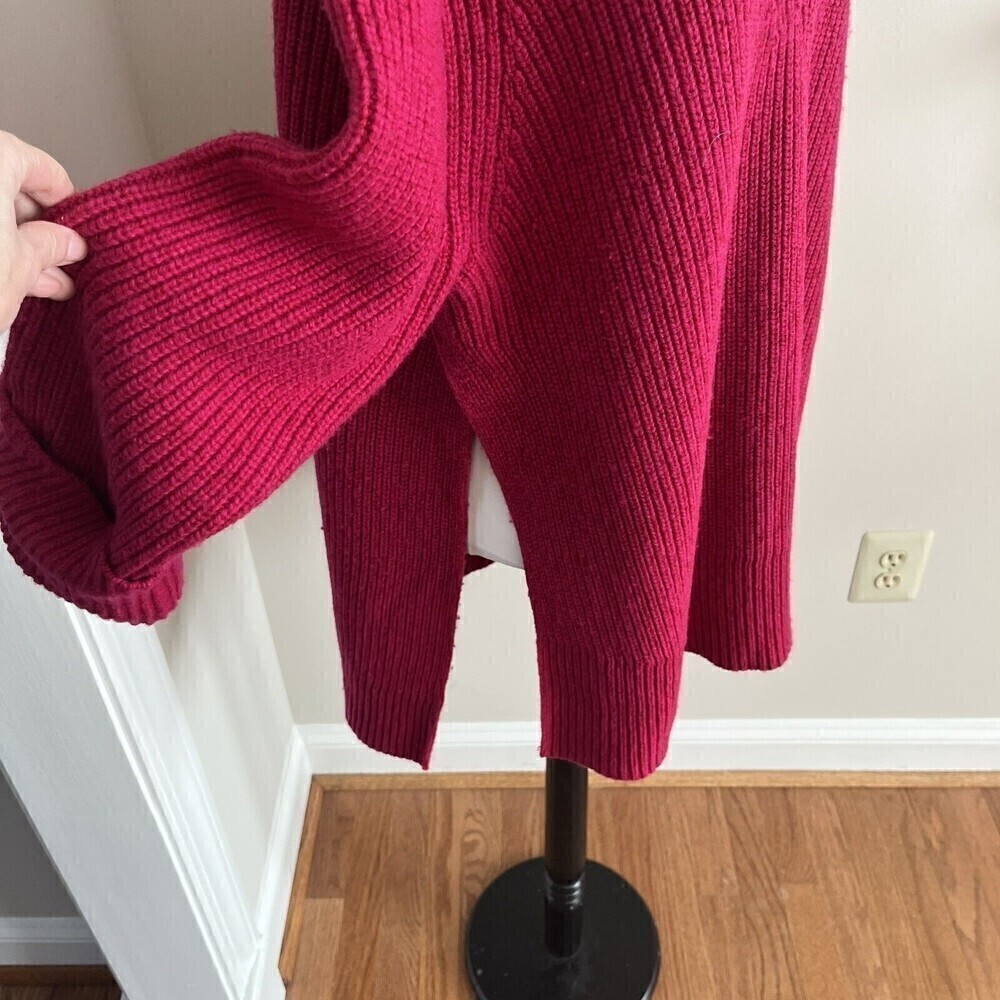 Athleta Shasta Wool Sweater V Neck Oversized chunky cabincore Size XL Pink - Picture 10 of 13